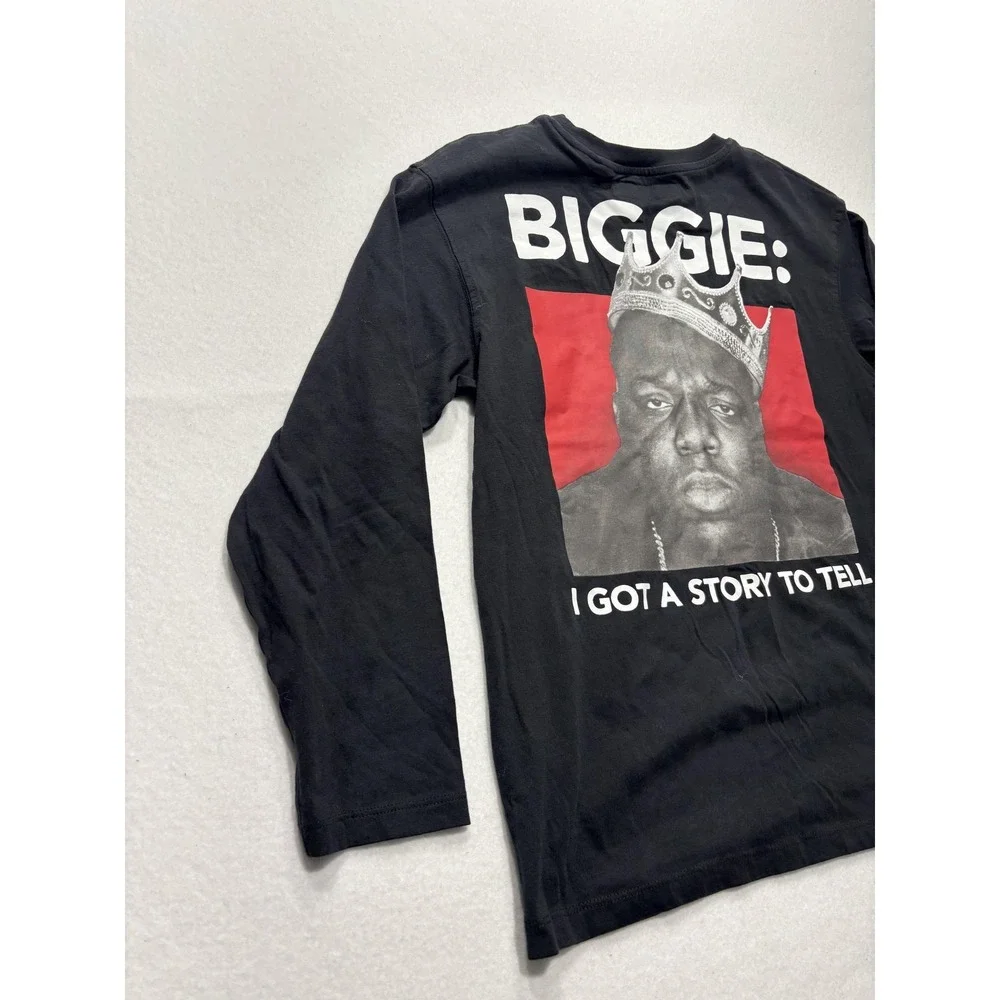 BIGGIE Shirt Boys 11-12 Black Zara Long Sleeve Graphic I Got A Story To Tell